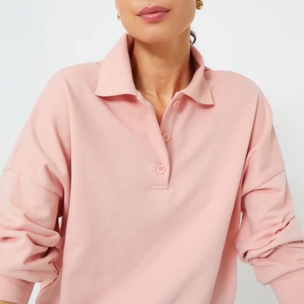 Tuckernuck Pomander Place Pink Polo Sweatshirt